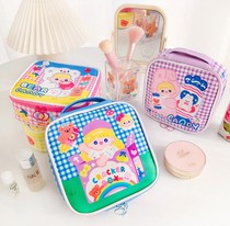 Square cartoon sugar candy girl cosmetic bag Japanese cute girl pericardium portable portable pink storage bag