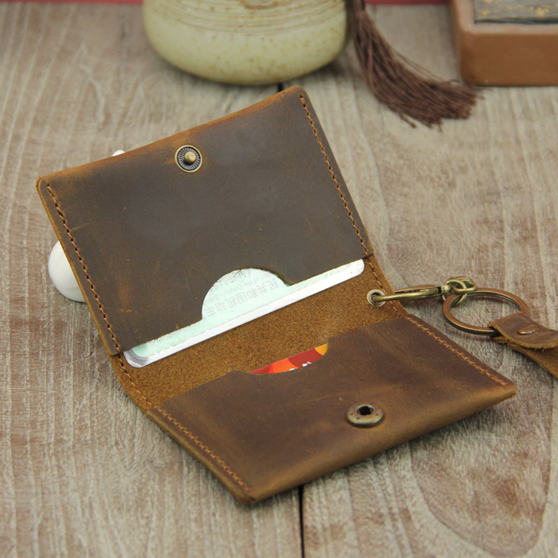 Cow Leather Mini Small Card Bag Handmade Mad Mapi Multi Screens Document Driver's License Bag Retro Men Great Capacity New-Taobao