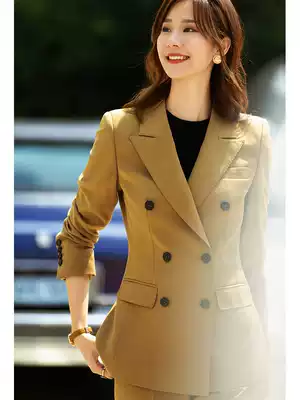 Diisshia senior camel blazer women 2021 New President high-end temperament commuter suit two-piece set