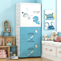 Children Wardrobe Girl Boy Cartoon Simple Bedroom Containing Cabinet Plastic Baby Double Door Hanging Clothes Closet Home