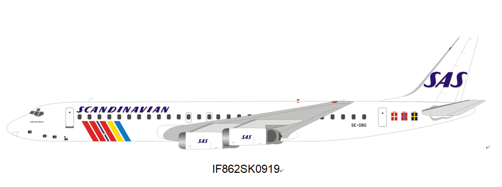 Inflight 1:200 Aircraft Model Alloy Material Nordic Aviation Madonna DC-8-62 SE-DBG