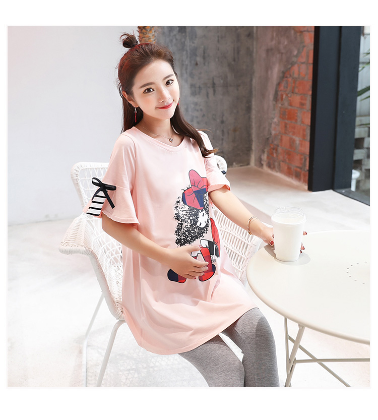 Phụ nữ mang thai T-Shirt lỏng kích thước lớn phụ nữ mang thai phù hợp với mùa hè mô hình thời trang 2018 mới ngắn tay mùa hè áo khoác nữ triều mẹ