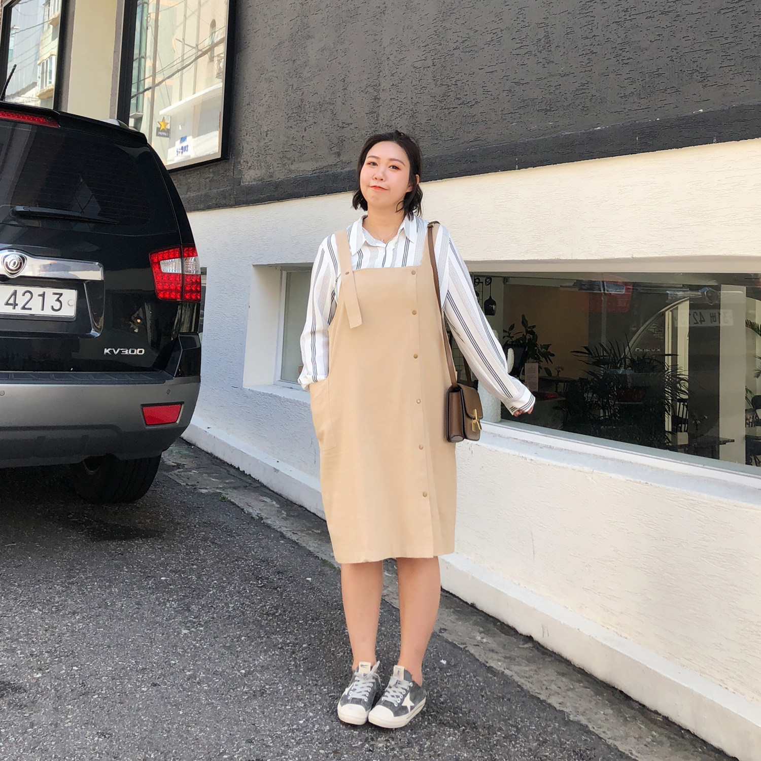 ALIN Customized large size women's dress Large size Size Cuddling Bag Skirt Woman Fat mm2020 Spring Style Tooling Single Row BUTTON FOREIGN DRESS