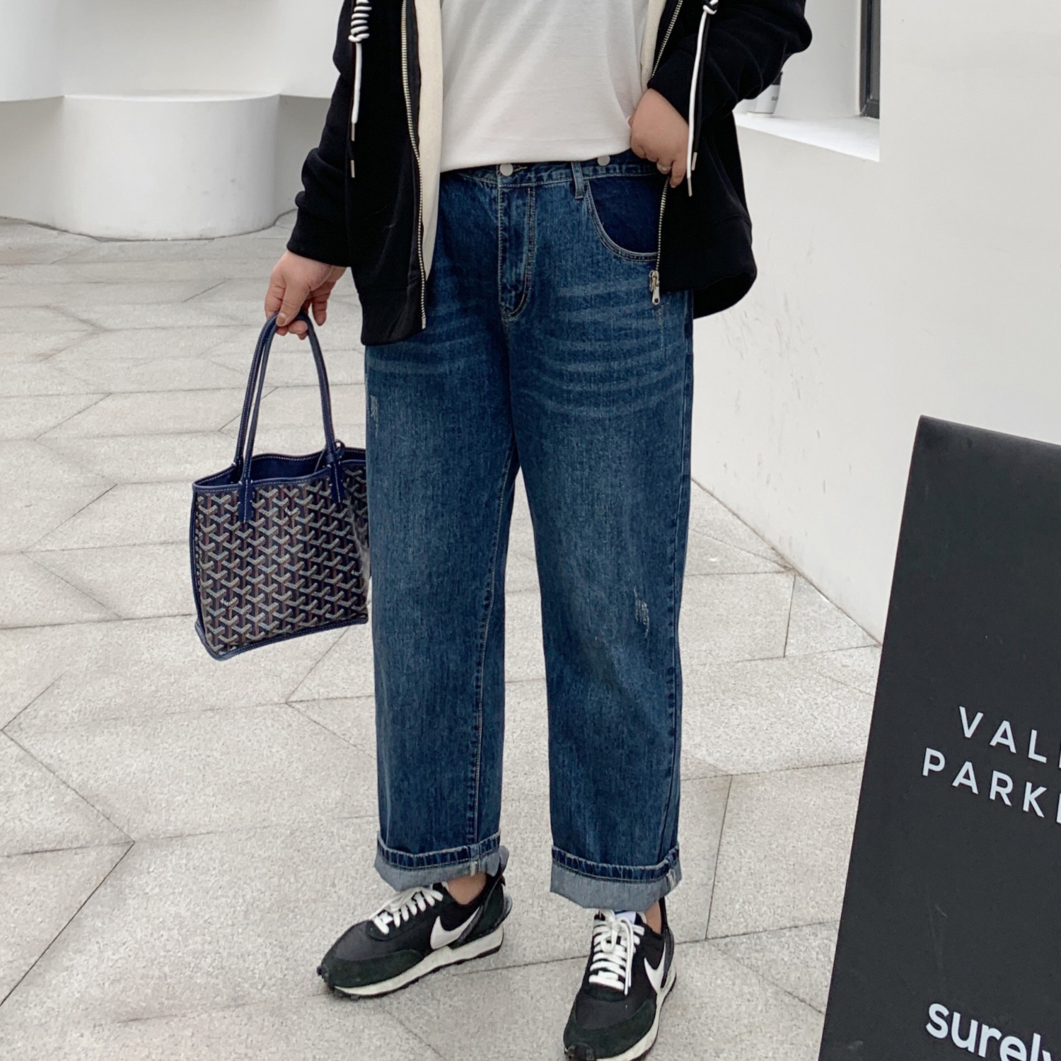 ALIN Custom large size Size Jeans Woman Fat mm2020 Early Autumn New Loose Old Daddy Pants Type Slim Fit Pants Tide