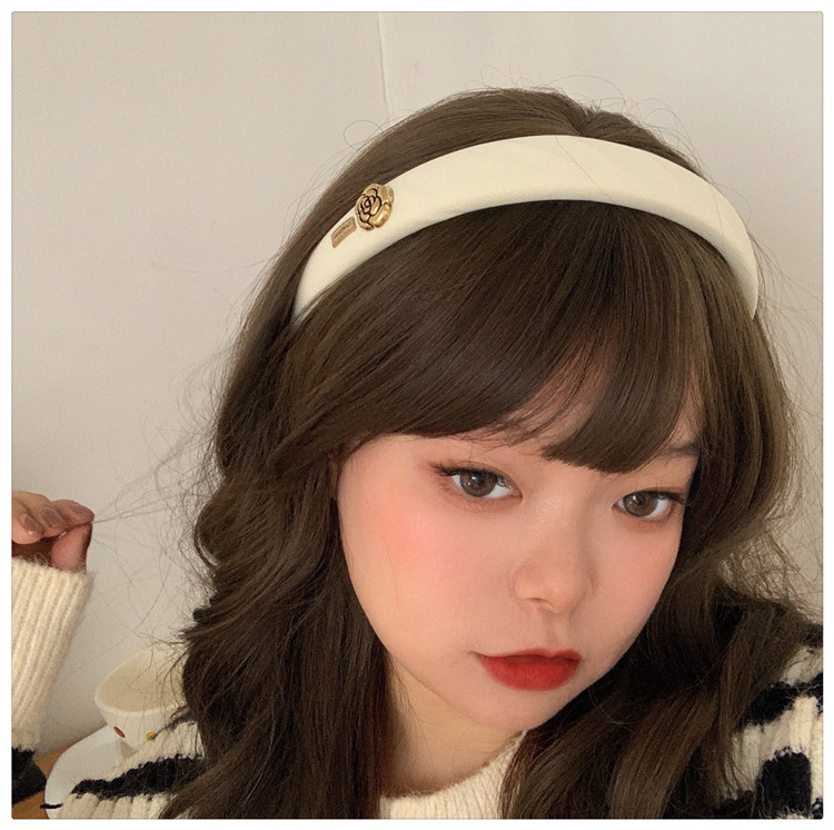 山茶花发箍~小香风复古法式vintage高颅顶海绵头箍黑色气质压发女详情15