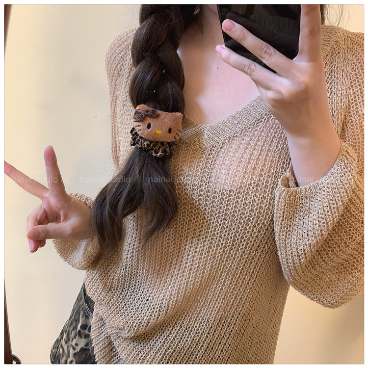 食颜派 豹纹Kitty大肠发圈【头绳发绳高级感发饰】【美式辣妹发圈】