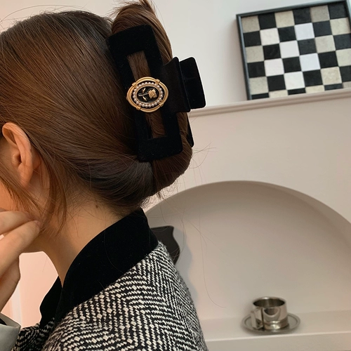 Черная заколка-крабик, весенняя акула, заколка для волос, розы, французский стиль, в стиле Шанель, новая коллекция