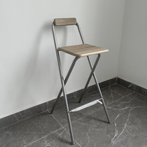 Bar High Bar Bar Desk High Foot Backrest Folding Chair Cashier Desk Front Office Home High Foot Creativity Bar Stool