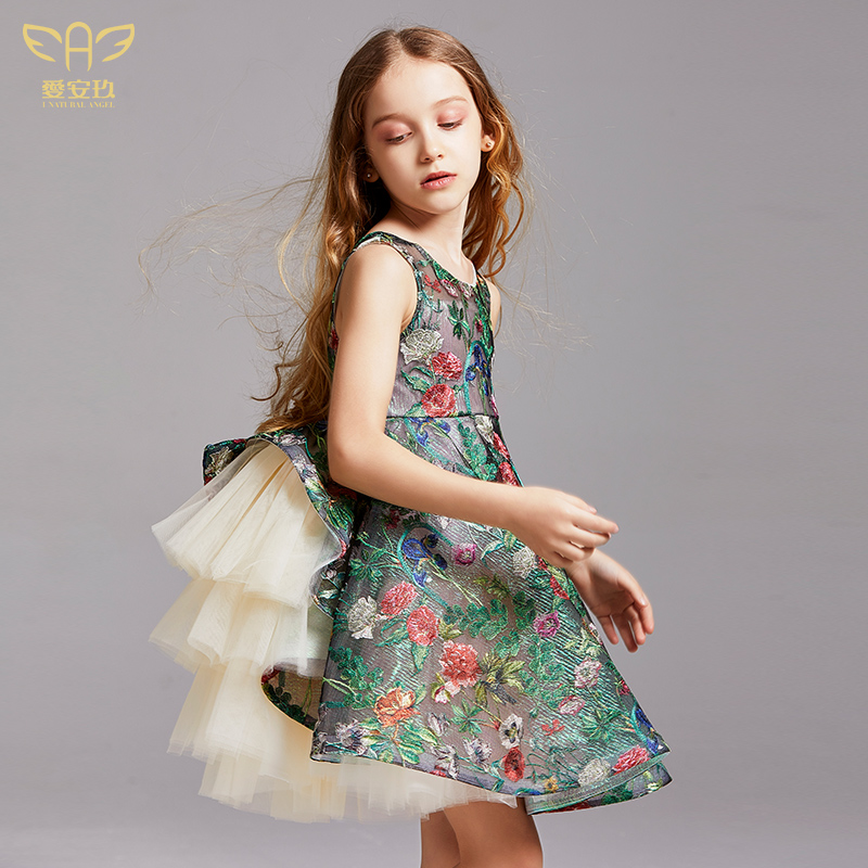 Aianjiu children's dress first birthday princess skirt new high-end little girl fluffy skirt girl noble