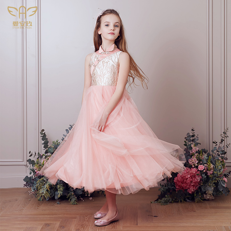 Love Anjiu new girl gown Noble Princess Dresses Dress Fluffy Walking Show Flowers Child Wedding Dress Dance Performance Dresses Dress