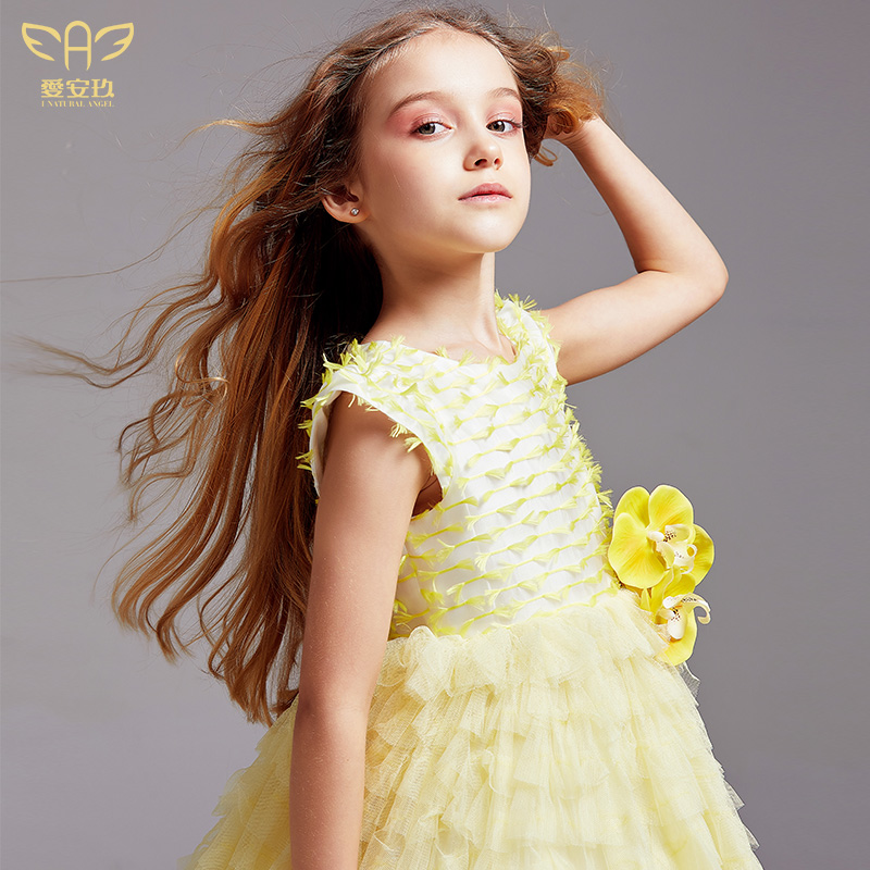 Love Anjiu Girl Evening Gown Noble Girl High-end Princess Dress Child Fish Tail Gown Small Flower Boy Wedding Extra-long