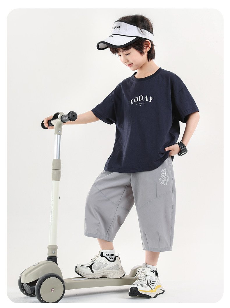 小象汉姆童装男童裤子夏薄款儿童夏装七分裤2026新款大童凉感短裤 — 39