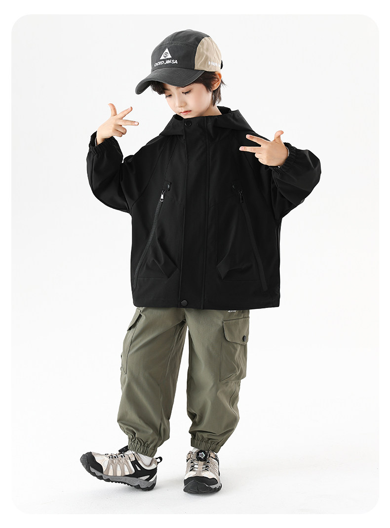 小象汉姆童装儿童山系探险软壳冲锋外套男童防水服2026秋装新款潮 — 36