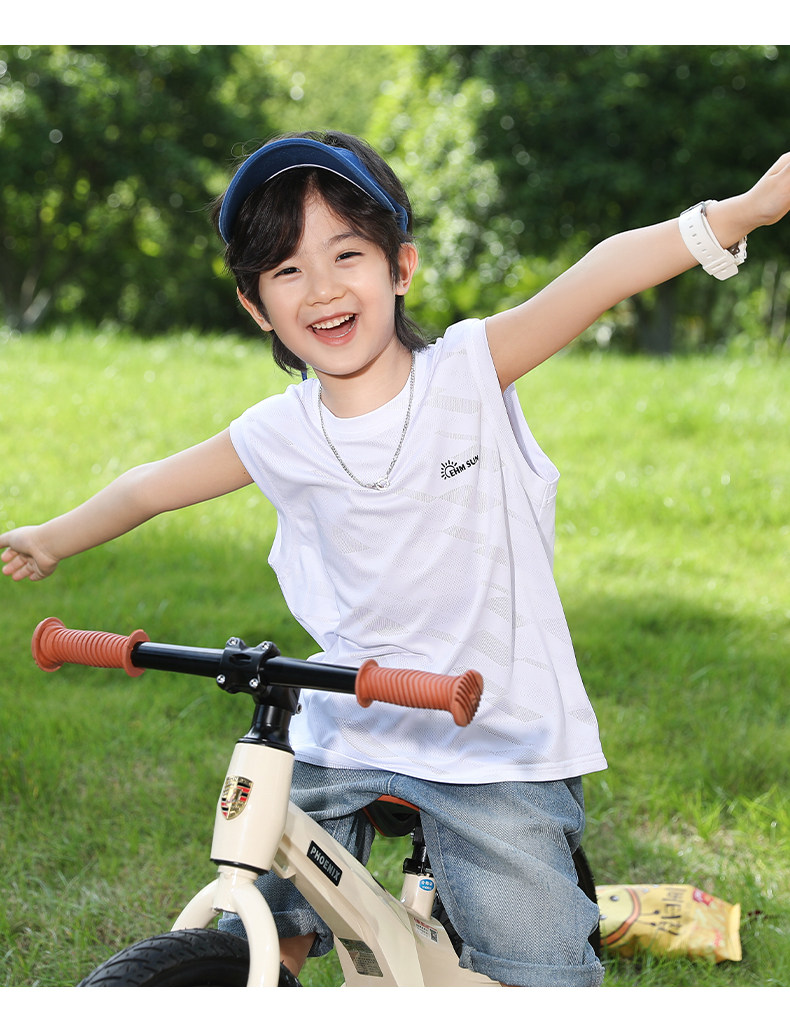 小象汉姆童装男童运动背心2026新款儿童夏季网眼速干透气无袖T恤 — 30