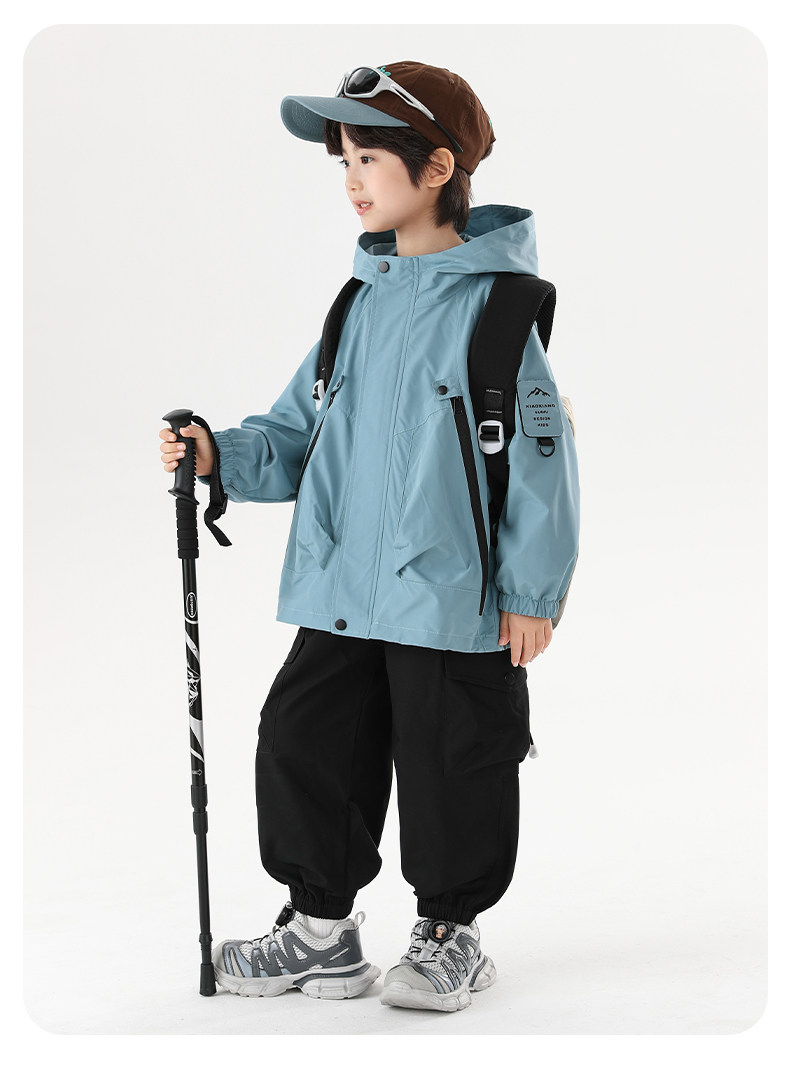小象汉姆童装儿童山系探险软壳冲锋外套男童防水服2026秋装新款潮 — 60