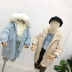 【BIG & LITTLE】 Bé gái Rex Rabbit Fur Liner Trường học dành cho trẻ em vừa và lớn khắc phục được Áo khoác lông trẻ em có thể tháo rời - Áo khoác