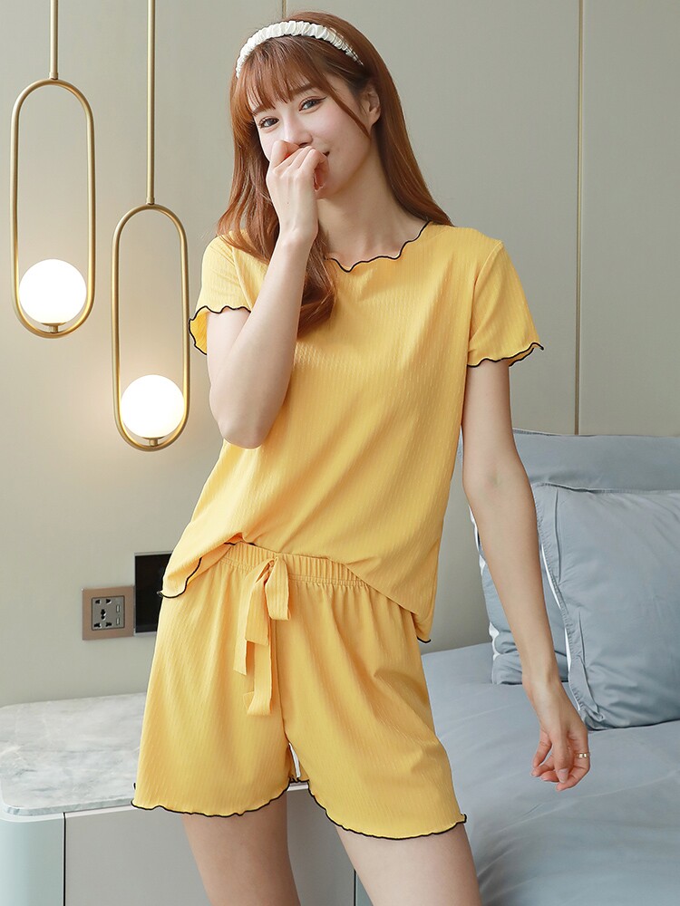 Pajamas women's ice silk thin section summer 2021 new short-sleeved shorts net red casual fresh homewear suit