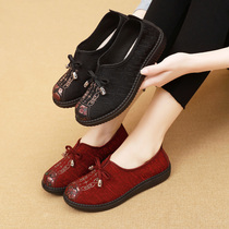 Spring and autumn old Beijing cloth shoes womens shoes casual soft-soled mother shoes middle-aged and elderly grandma shoes non-slip slip-on mother shoes