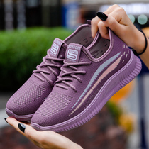 Old Beijing cloth shoes womens net shoes summer sports and leisure shoes one pedal flat bottom soft bottom comfortable breathable mesh mother shoes