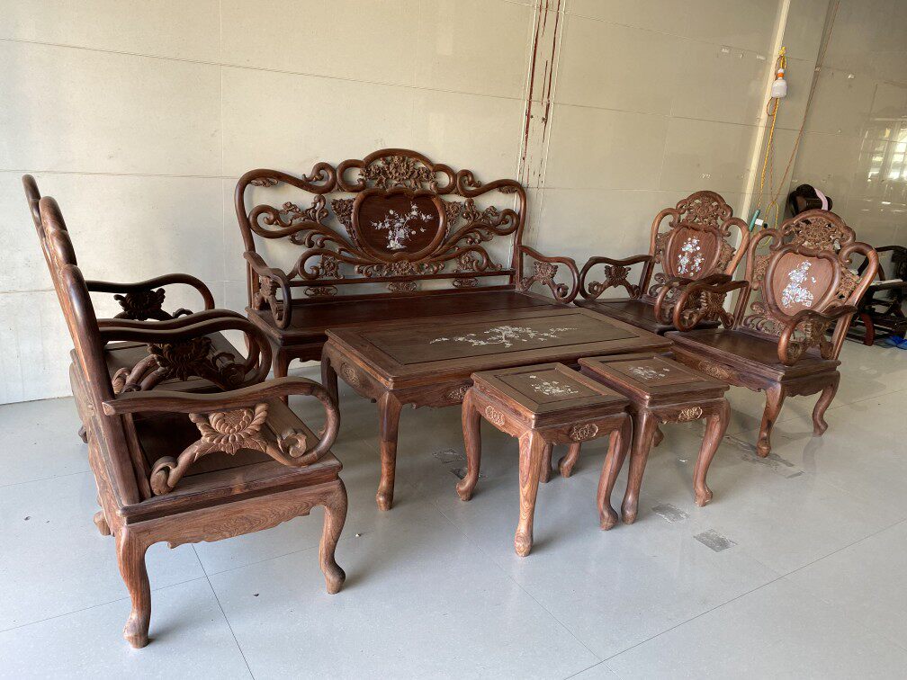 Vietnamese redwood furniture Bali Honolu sofa European-style six piece Selected Old Material Classical Comfort