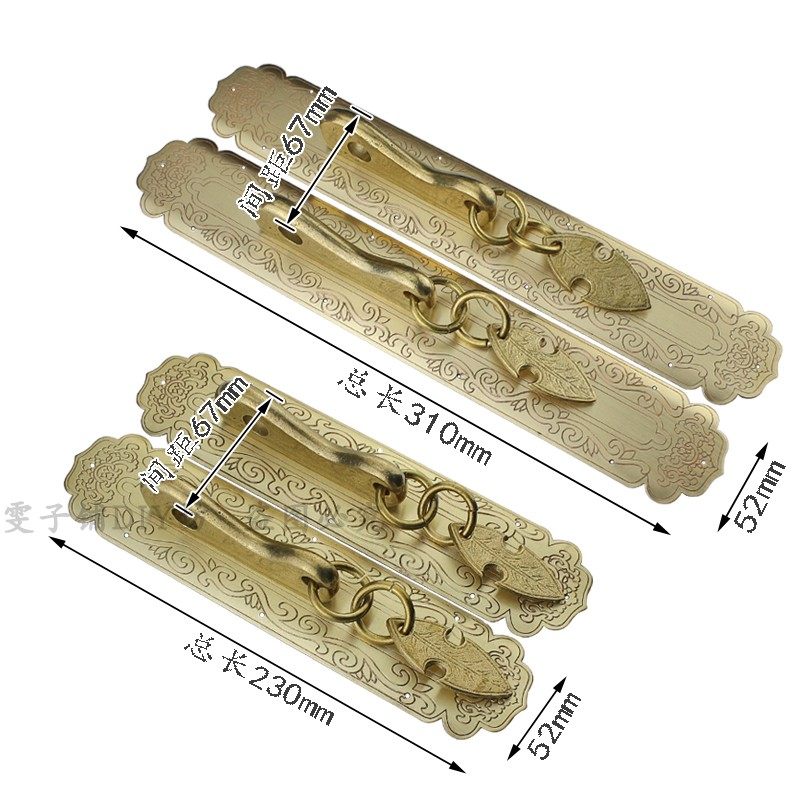 Maple Qingxuan antique bronze sculpted overall cabinet handle Ming and Qing old-style furniture brass lock ring retro cabinet door and window pull bronze hand