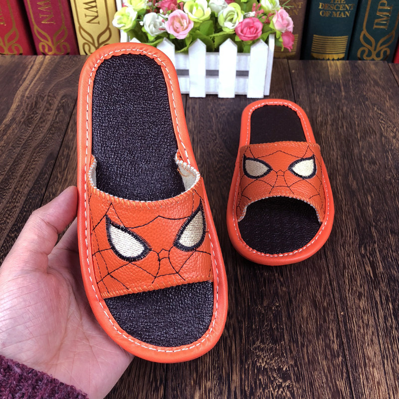 Cartoon baby home with children's leather slippers summer men and women cute indoor non-slip home sandals and slippers