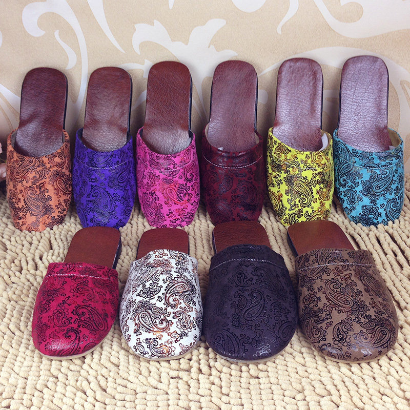 Spring and Autumn Style Men's and Women's Home Non-Slip Slippers Couple Indoor Home Wooden Flooring Home Bag Scalp Slippers Office