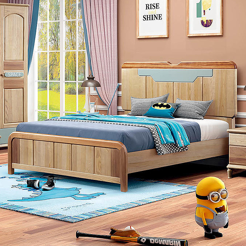 Children's bed boy single bed American solid wood bed Mediterranean high box storage bed suite combination 1 5 meters