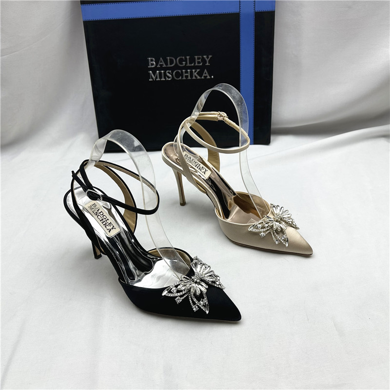 Badgley Mischka Baekgiri Missika butterfly water drill pointed high heel women's shoes with a pair of cingulum sandals-Taobao