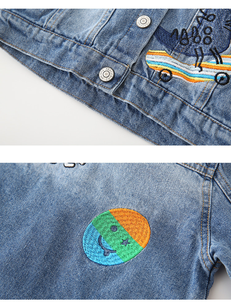 Детская куртка Жан 韩版恐龙儿童牛仔外套洋气牛仔衣