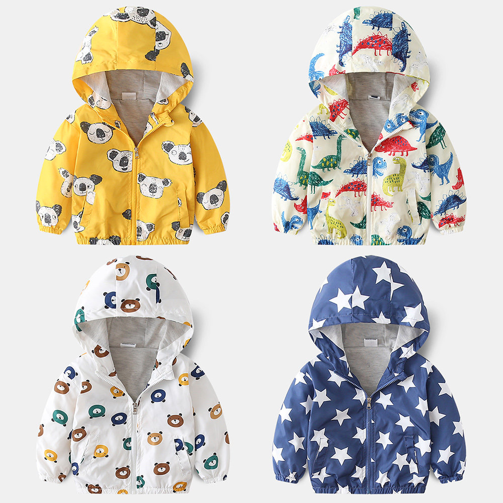 Korean version of the thin children's coat hooded baby windbreaker 2021 spring and autumn new children's clothing boys zipper shirt foreign style