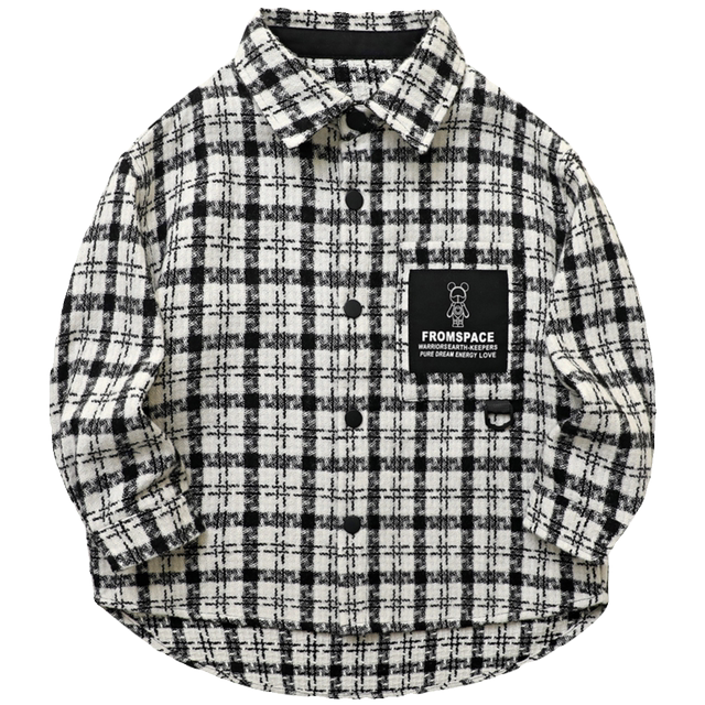 ເສື້ອຍືດເດັກນ້ອຍຊາຍ plaid, stylish boys casual lapel top 2024 ເສື້ອແຂນຍາວເດັກນ້ອຍໃຫມ່ລະດູໃບໄມ້ປົ່ງແລະດູໃບໄມ້ລົ່ນ