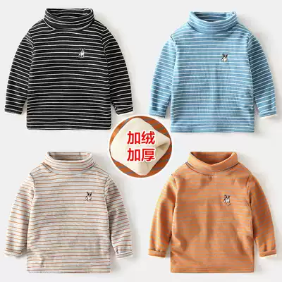 Children's base shirt plus velvet padded baby high neck T-shirt long sleeve cotton winter wear new children's clothing boys coat women