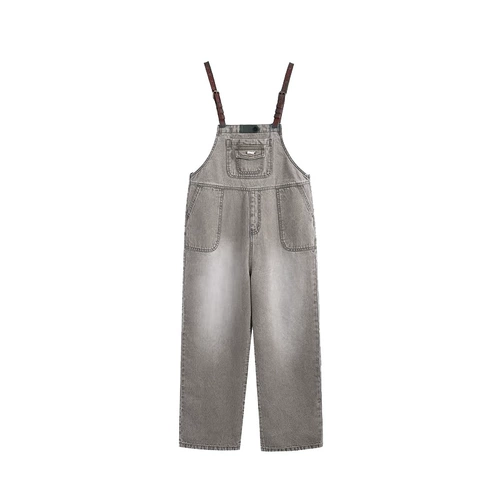 Ретро приталенный комбинезон, дизайнерские джинсы, штаны, в американском стиле, высокая талия, тренд сезона