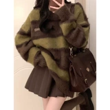 Чай, ретро комплект, свитер, юбка в складку, подходит для подростков, изысканный стиль