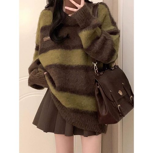 Чай, ретро комплект, свитер, юбка в складку, подходит для подростков, изысканный стиль