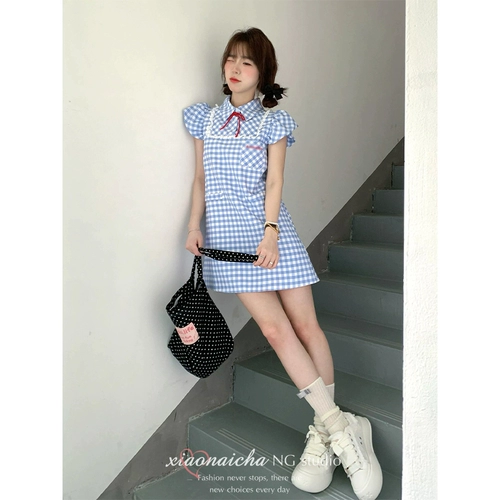 Синее цветное летнее платье, кружевной корсет, кукла, мини-юбка, подходит для подростков, кружевное платье