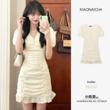 Летний корсет, поясная сумка, платье, юбка, V-образный вырез, рукава фонарики, с акцентом на бедрах