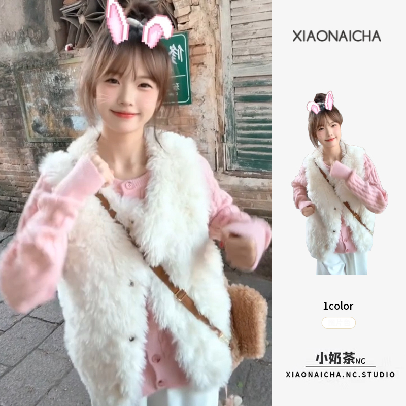Gentle Style White Furry Vest for Women, Very Attractive, 2026 Winter New Thickened Sleeveless Fur Coat Gentle Style White Furry Vest for Women, Very Attractive, 2026 Winter New Thickened Sleeveless Fur Coat