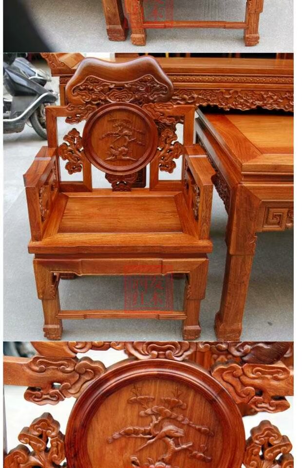 Gỗ gụ nội thất gỗ hồng mộc Burmese Zhongtang Burmese gỗ hồng mộc Ganoderma lucidum ghế Zhongtang 4 mảnh đặt trường hợp gỗ gụ hiên - Bàn / Bàn mẫu bàn ghế gỗ tân cổ điển