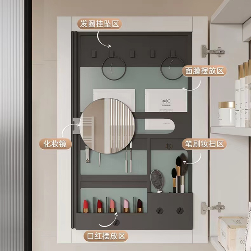 Bathroom Mirror Cabinet Back board Cosmetic Storage Rack Beauty Rack Mirror Back Containing Shelf Light Extravagant and Perforated Mount-Taobao