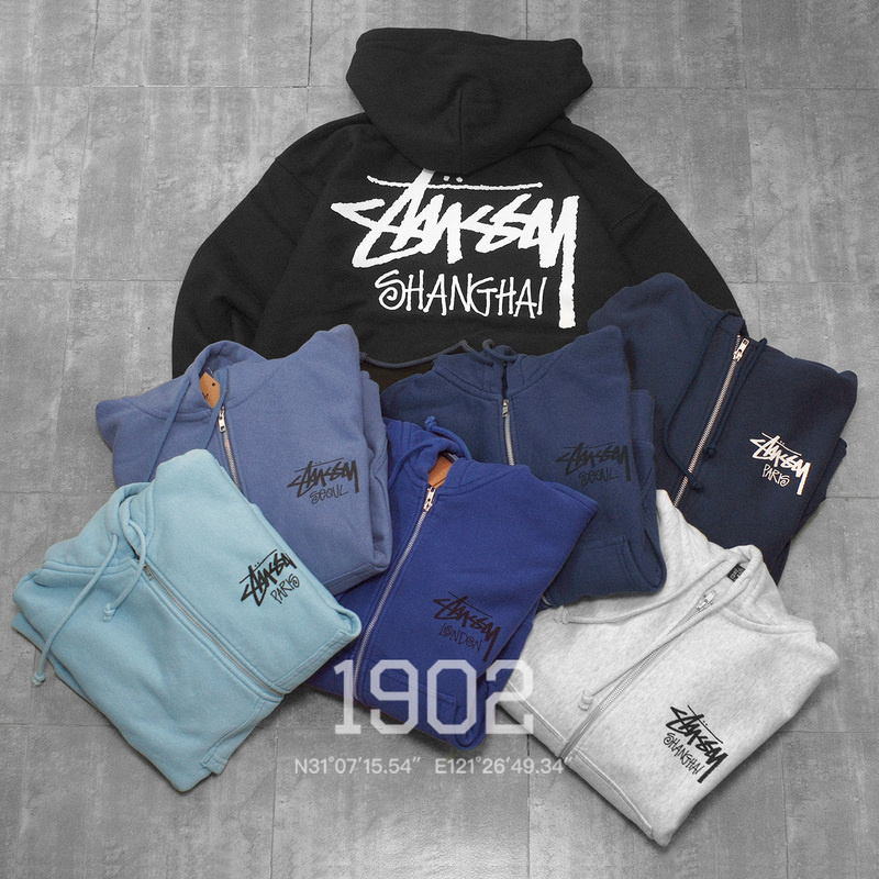 In Stock Stussy Hooded City Limited Edition Paris London Tokyo Zip-Up Sweatshirt with Fleece Hoodie