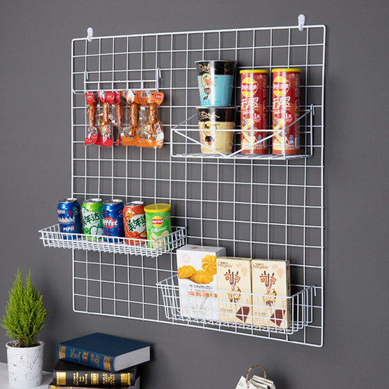 White wire mesh mesh iron mesh supermarket shelves iron grid mesh kindergarten photo wall display rack