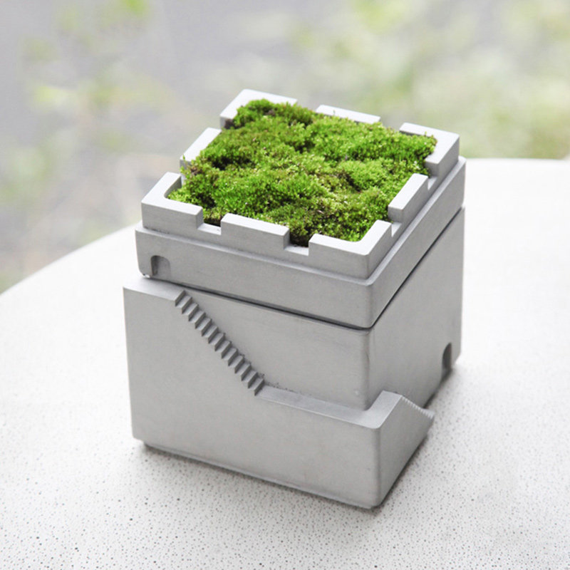 Jue one office living room creative home decoration ashtray deep mouth windproof stainless steel liner cement ashtray