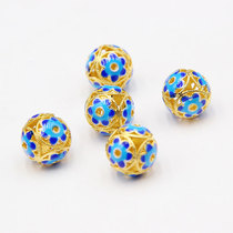 Handmade diy blue accessories cloisonne bronze tire enamel wire hollow ball bead bead bracelet sweater chain accessories