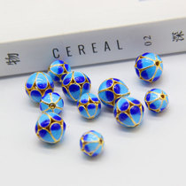 Factory direct supply of new cloisonne beads enamel copper burned blue round beads with beads diy bracelet bracelet accessories accessories