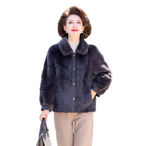 Демисезонный бархатный пуховик для матери, шерстяное пальто, утепленная куртка, в западном стиле, для среднего возраста