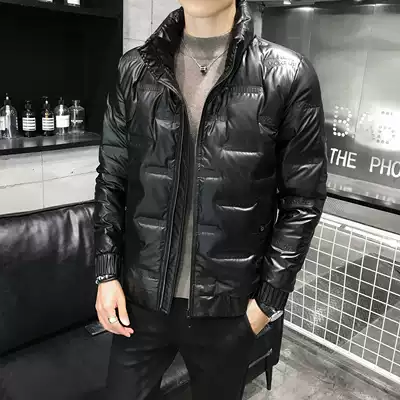Glossy down jacket men's short 2021 winter new Korean version of the trend handsome men thickened warm explosive jacket