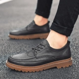 Туфли для кожаной обуви, мужская повседневная обувь в английском стиле, трендовые высокие кроссовки, из натуральной кожи