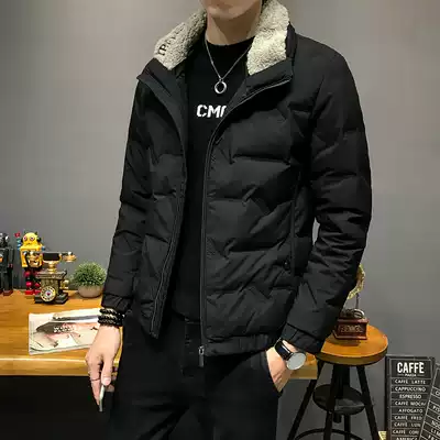 Down Jacket men's short 2021 winter new Korean version of the trend handsome thickened men's warm lamb wool collar jacket